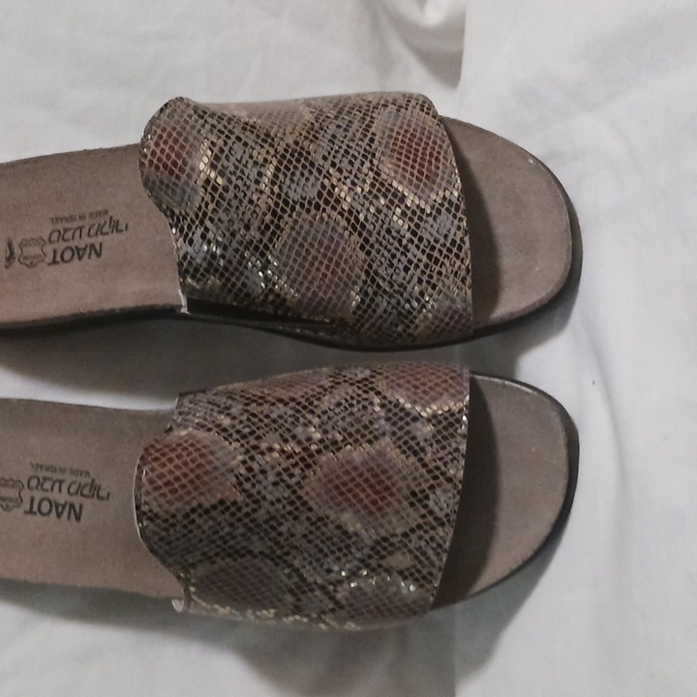 Naot Brown Snake-Print Slide Sandals - Picture 6 of 14